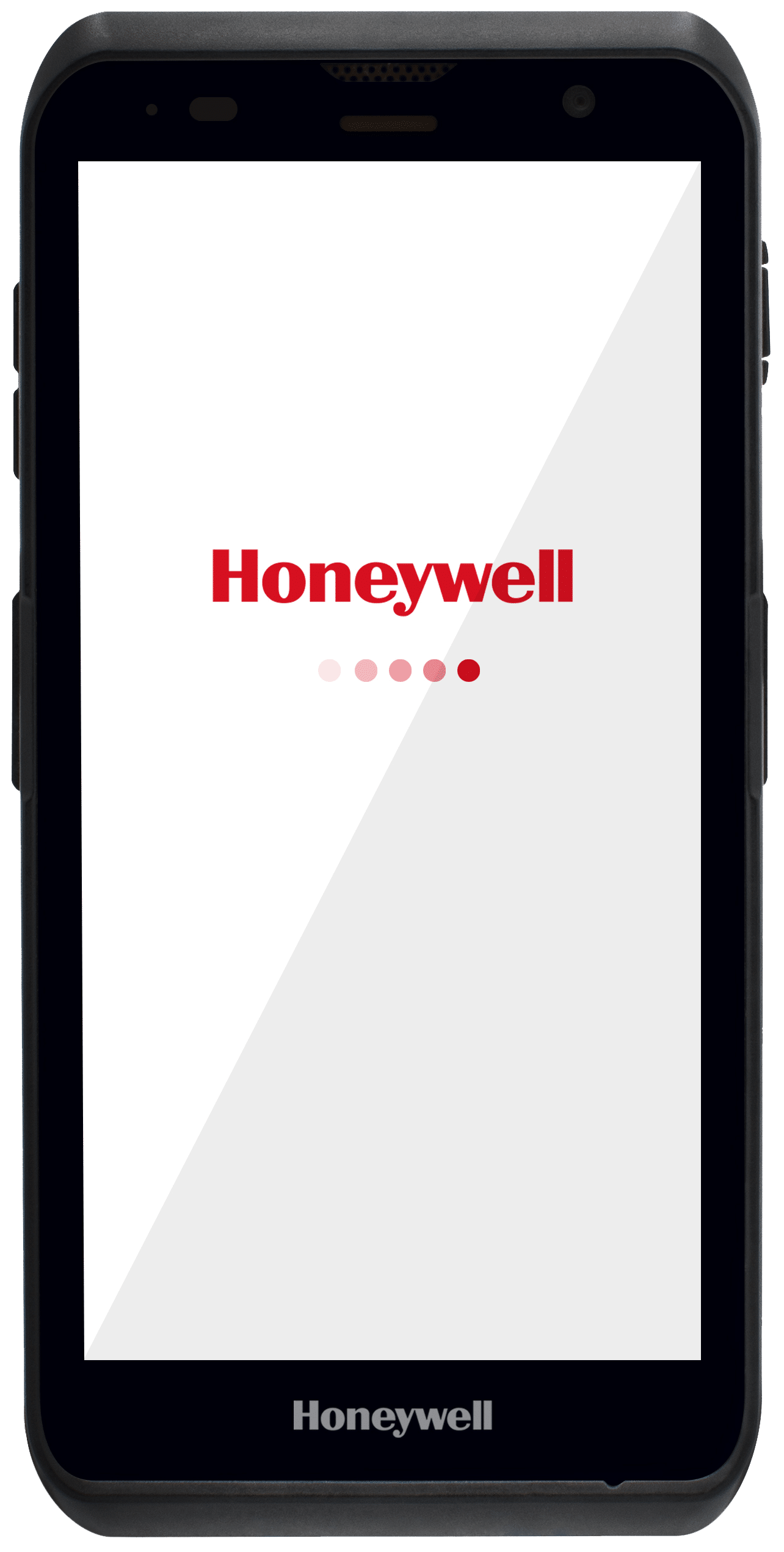 Mobiles Gerät von Honeywell mit Ladebildschirm und Logo auf weißem Display.